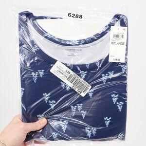 Charter Club Intimates Womens XXL Sleep Shirt Navy Blue Forest Stroll Pine Trees